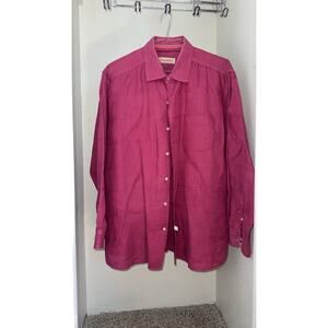 Tommy Bahama Linen Long Sleeve Button Up Short Men’s M Magenta Textured